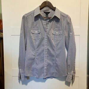 White House Black Market Striped Button Down Women's‎ S Classic Prep Chic Office